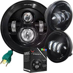 Load image into Gallery viewer, Eagle Lights 7&quot; Black LED Headlight and 4.5&quot; LED Passing Light Kit for Harley Davidson
