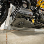 Load image into Gallery viewer, 2024+ Touring Skid Plate - Real Forged Carbon W/ Gold Brackets
