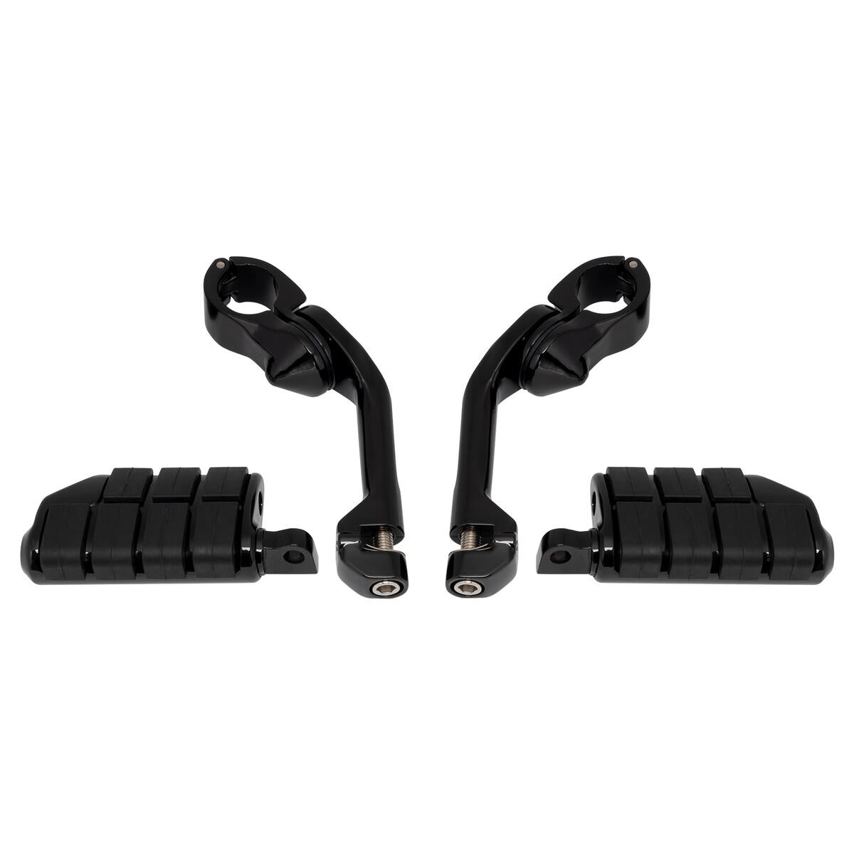 Black Long Angled Adjustable Highway Foot Pegs & Clamps