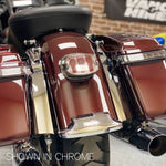 Load image into Gallery viewer, Solid Saddlebag Filler Strips in Chrome for Harley® Touring &#39;14-&#39;24
